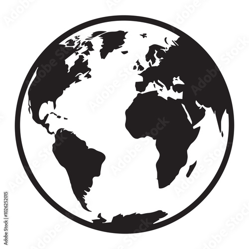 Flat Globe Earth Icon Silhouette World map vector illustration