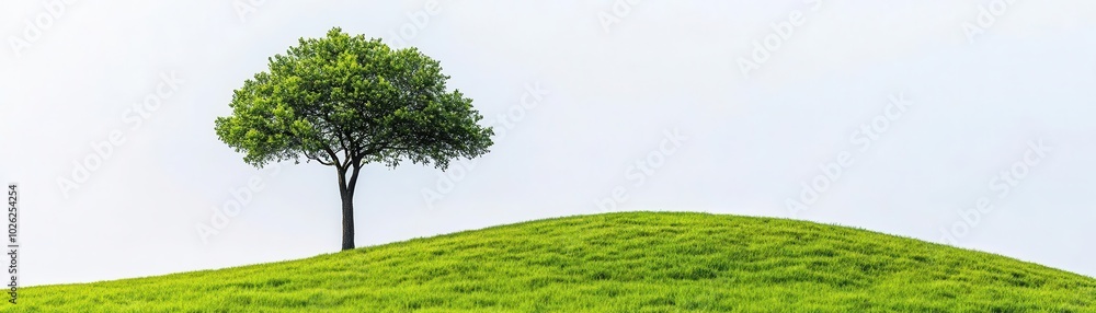 A lone tree on a grassy hill under a clear sky, simple landscape, natural tones, ultra-realistic, minimalist and balanced composition A lone tree on a grassy hill under a clear sky, simple landscape, natural tones, ultra-realistic, minimalist and balanced composition