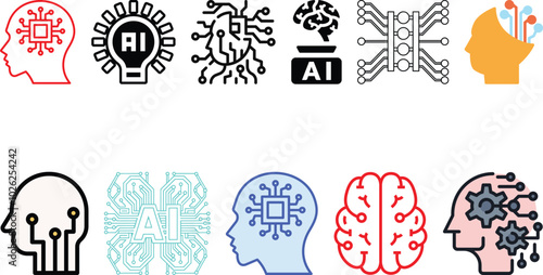 Artificial Intelligence icon set collection