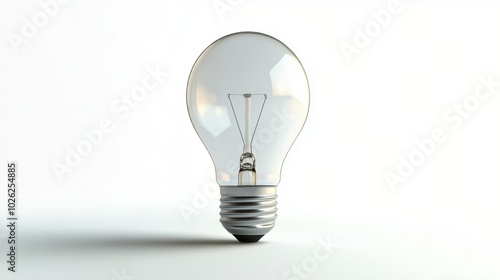 White light bulb resting on a smooth surface in a minimalist setting with soft lighting