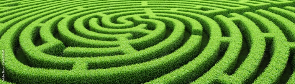 Intricate green maze design set against a serene background. Intricate green maze design set against a serene background.