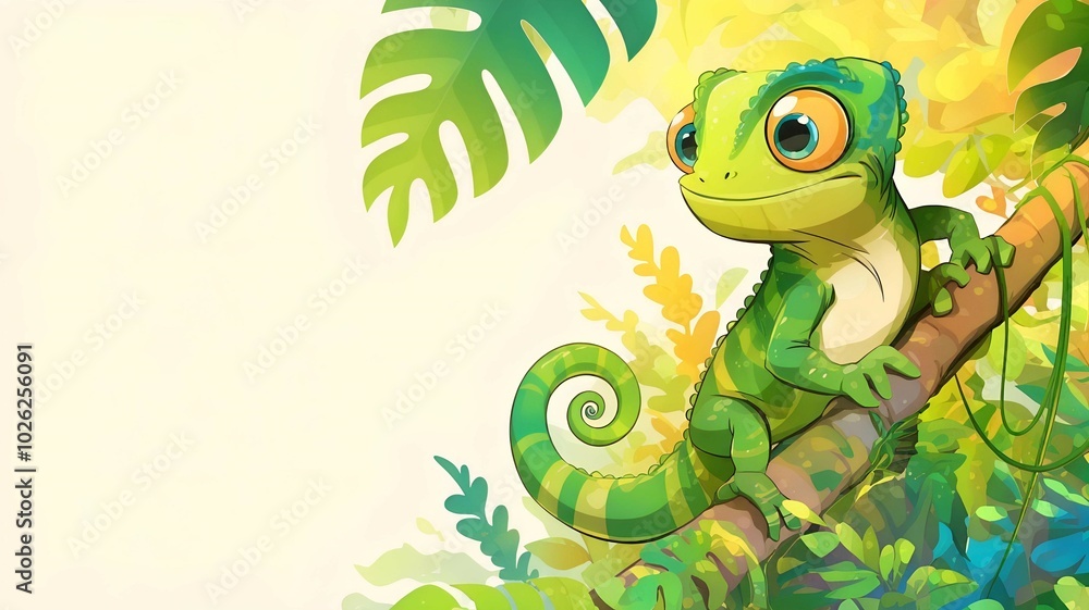 Naklejka premium Cartoon Chameleon