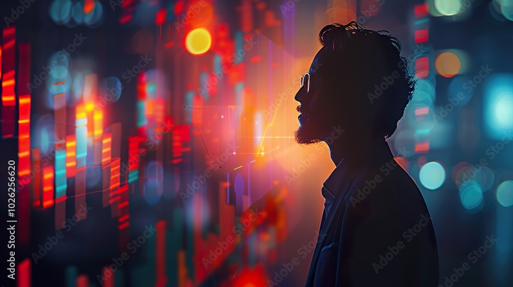 Fototapeta premium Business Success and Growth Stock Market Chart Silhouette