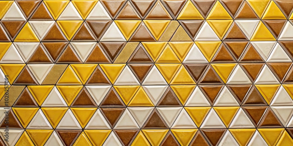 Colorful background of yellow, brown, and white triangle tiles Colorful background of yellow, brown, and white triangle tiles
