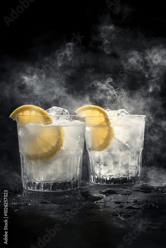 Refreshing margaritas served with lime wedges and a touch of salt under drama...