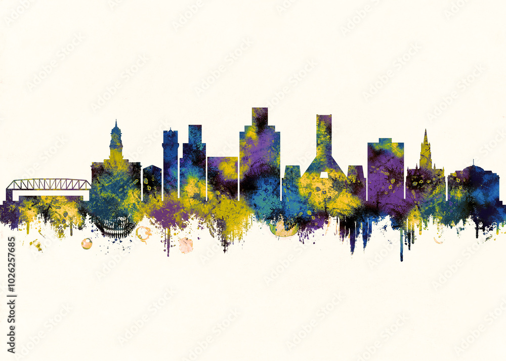 Fototapeta premium Birkenhead City Skyline. Cityscape Skyscraper City Downtown Abstract Architecture Business View Building Corporate Landmarks Travel Background Buildings Landscape Modern Art