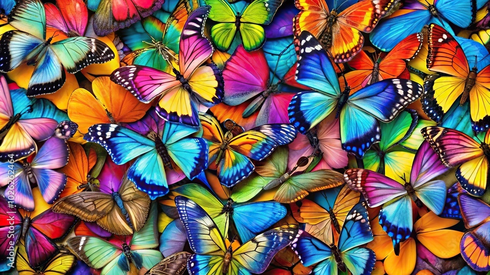 Colorful butterflies in a kaleidoscope pattern Colorful butterflies in a kaleidoscope pattern
