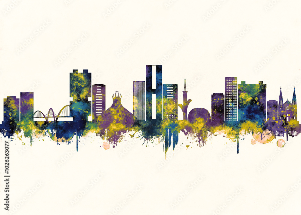 Brasilia City Skyline. Cityscape Skyscraper City Downtown Abstract Architecture Business View Building Corporate Landmarks Travel Background Buildings Landscape Modern Art