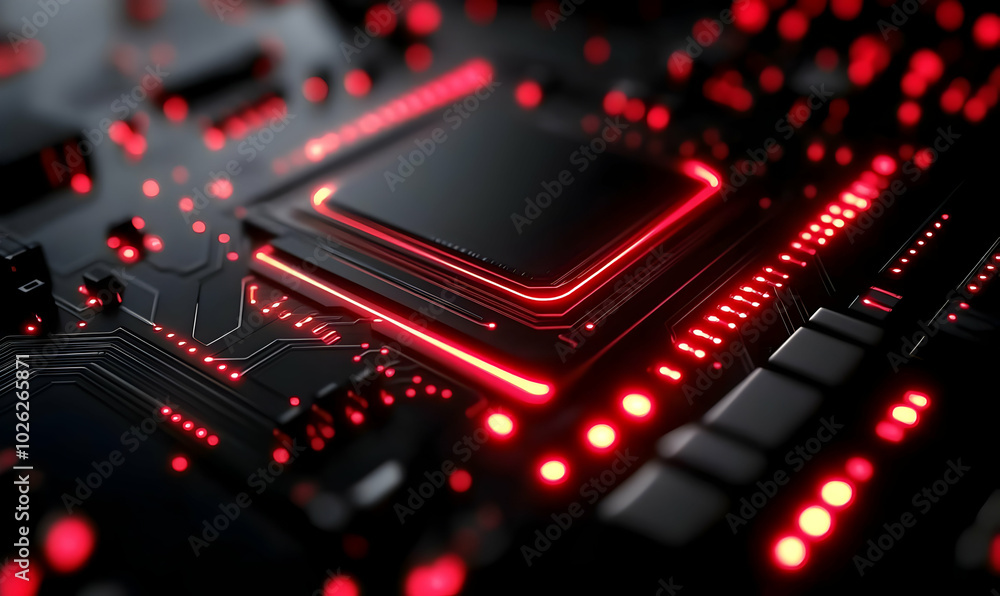 Close-up of an Advanced Circuit Board with Glow Close-up of an Advanced Circuit Board with Glow