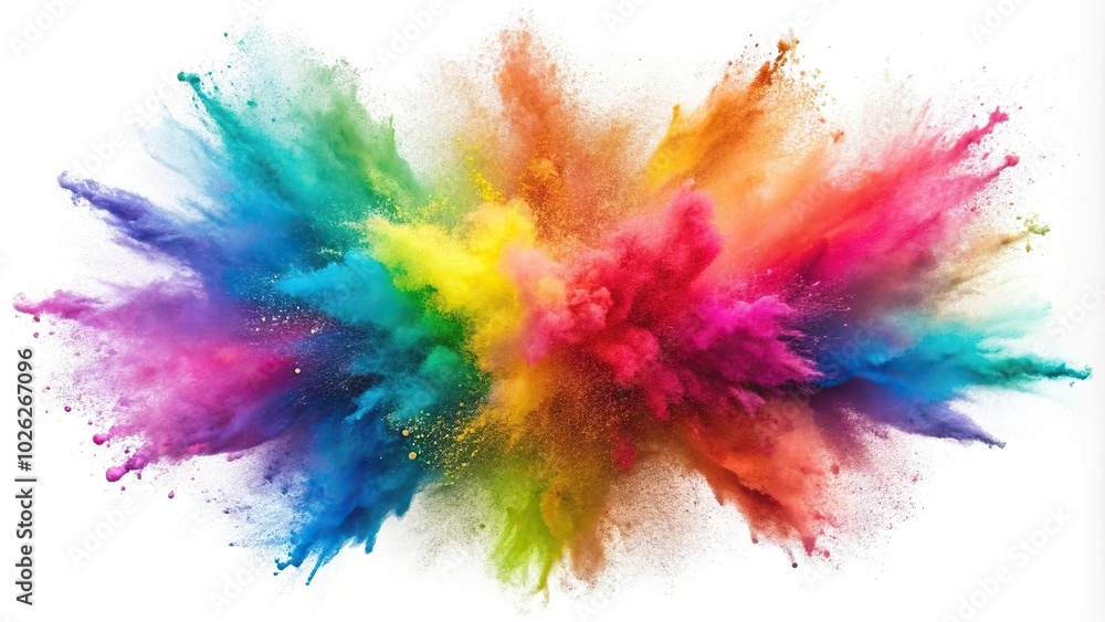 Fototapeta premium Colorful explosion splash of powder on white background abstract