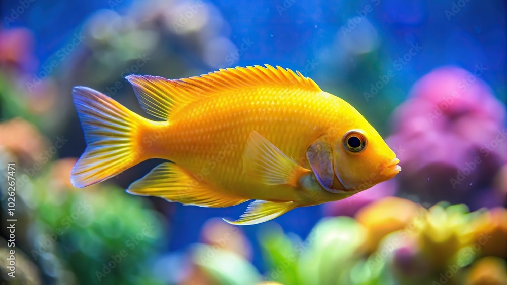 Colorful fish swimming in an aquarium with shallow Depth of Field Colorful fish swimming in an aquarium with shallow Depth of Field