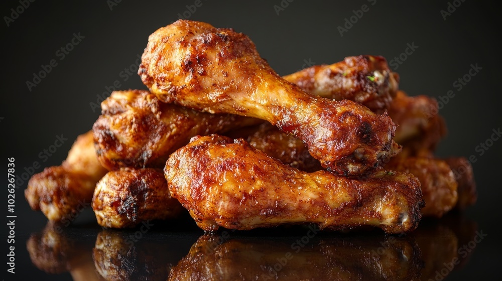 Pile of Golden Brown Roasted Chicken Drumsticks Pile of Golden Brown Roasted Chicken Drumsticks