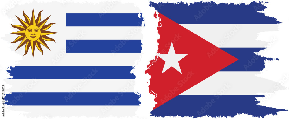 Cuba and Uruguay grunge flags connection, vector Cuba and Uruguay grunge flags connection, vector