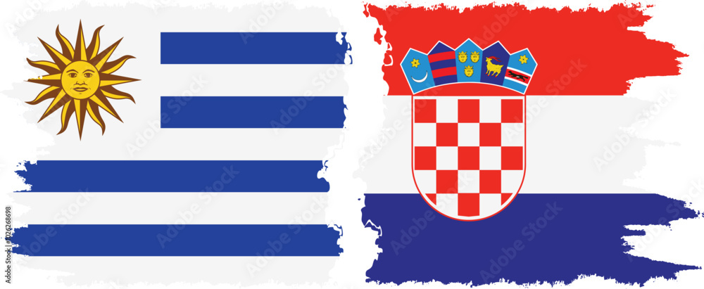 Croatia and Uruguay grunge flags connection, vector Croatia and Uruguay grunge flags connection, vector
