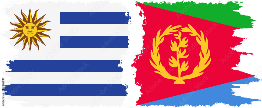 Eritrea and Uruguay grunge flags connection, vector Eritrea and Uruguay grunge flags connection, vector