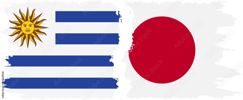 Japan and Uruguay grunge flags connection, vector Japan and Uruguay grunge flags connection, vector