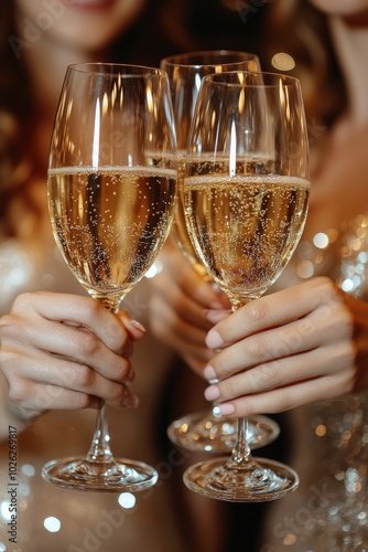 Celebrating a special occasion with champagne toasts at a festive gathering i...