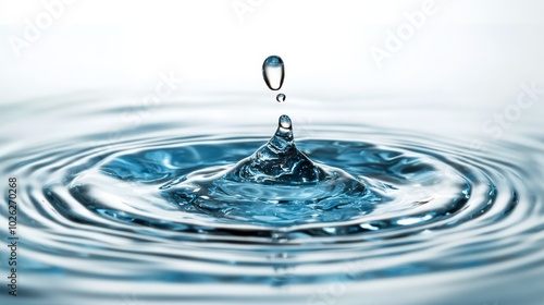 Water droplet creates ripples in a serene pool, capturing the essence of tran...