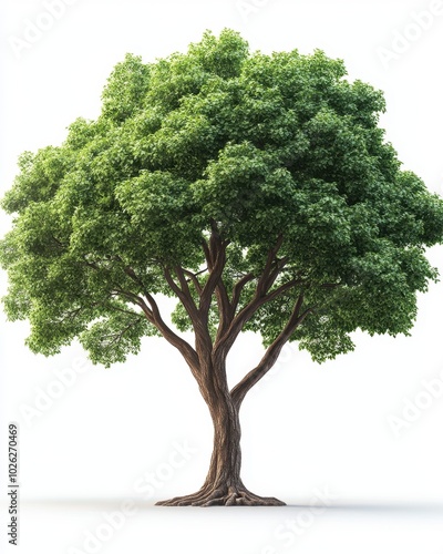 Wallpaper Mural A realistic sycamore tree with broad, lobed leaves and textured bark, isolated on white background  Torontodigital.ca