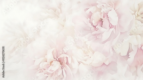 Fototapeta Naklejka Na Ścianę i Meble -  A soft and graceful watercolor depiction of peonies arranged in a delicate bouquet, using light pastel pinks to create a romantic, airy feel. Ideal for wedding decor or springthemed designs.