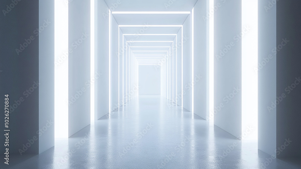Obraz premium 白く輝く未来的な回廊