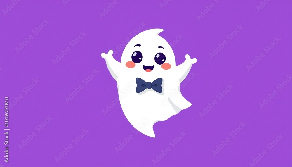 Cute Halloween Ghost, Friendly Spooky Cartoon Cute Halloween Ghost, Friendly Spooky Cartoon