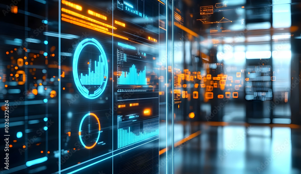 Futuristic Digital Interface Displaying Data Visualization Futuristic Digital Interface Displaying Data Visualization
