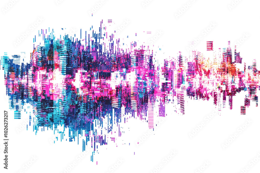 Obraz premium Colorful abstract of soundwave pattern with vibrant hues, perfect for tech, music, and digital art themes.