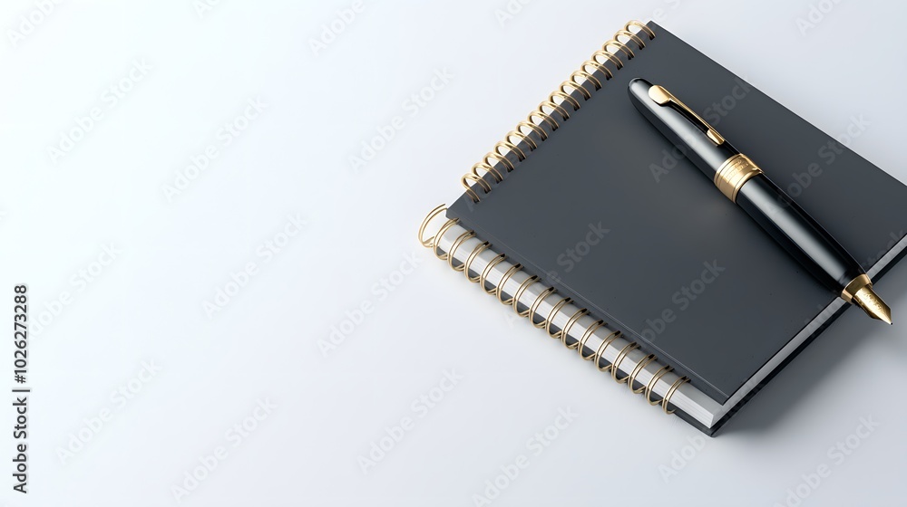 3D Photorealistic Pen and Notebook Top Down View 3D Photorealistic Pen and Notebook Top Down View