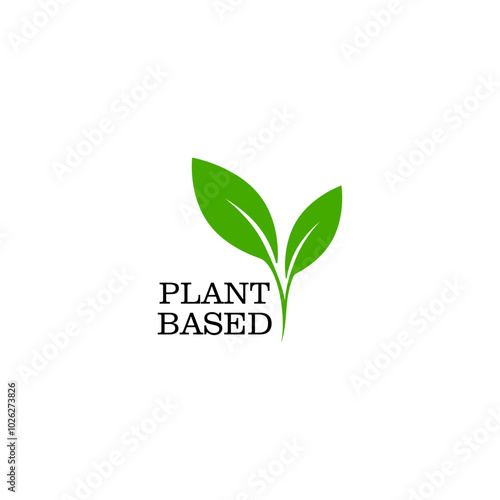Plant based vegan badge eco icon. isolated on white background.