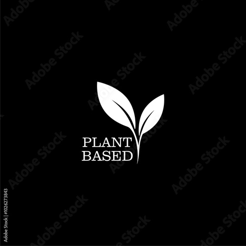 Suitable vegetarian symbol logo leaf plant sign isolated on white background.