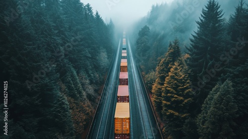 a massive freight train exiting a tunnel through mountain photo