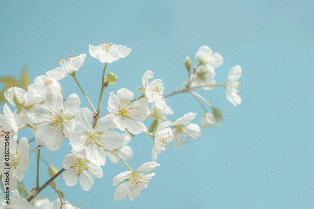 Obraz premium spring flowers on blue background