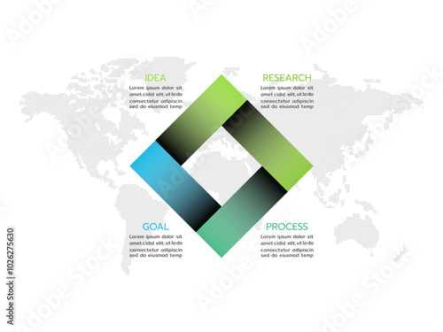Square for infographics with 4 steps, sections.