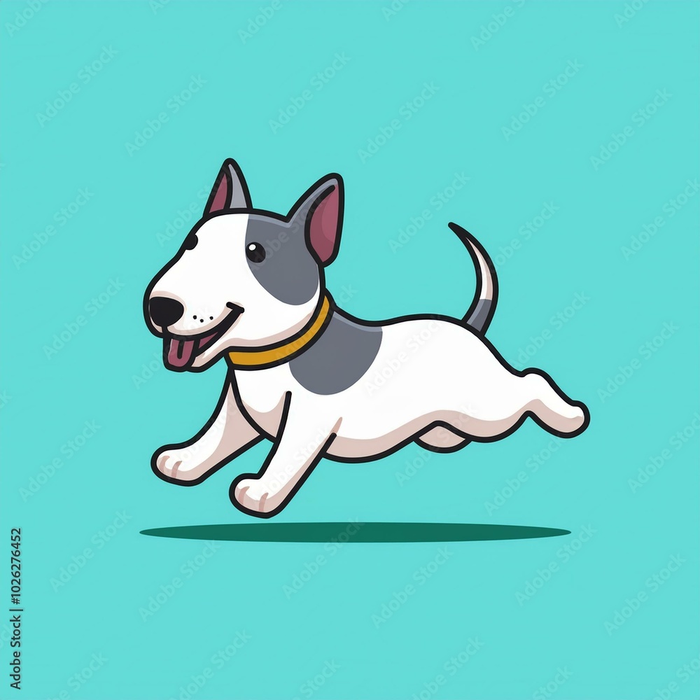 Cute bull terrier dog running Cartoon Vector Cute bull terrier dog running Cartoon Vector