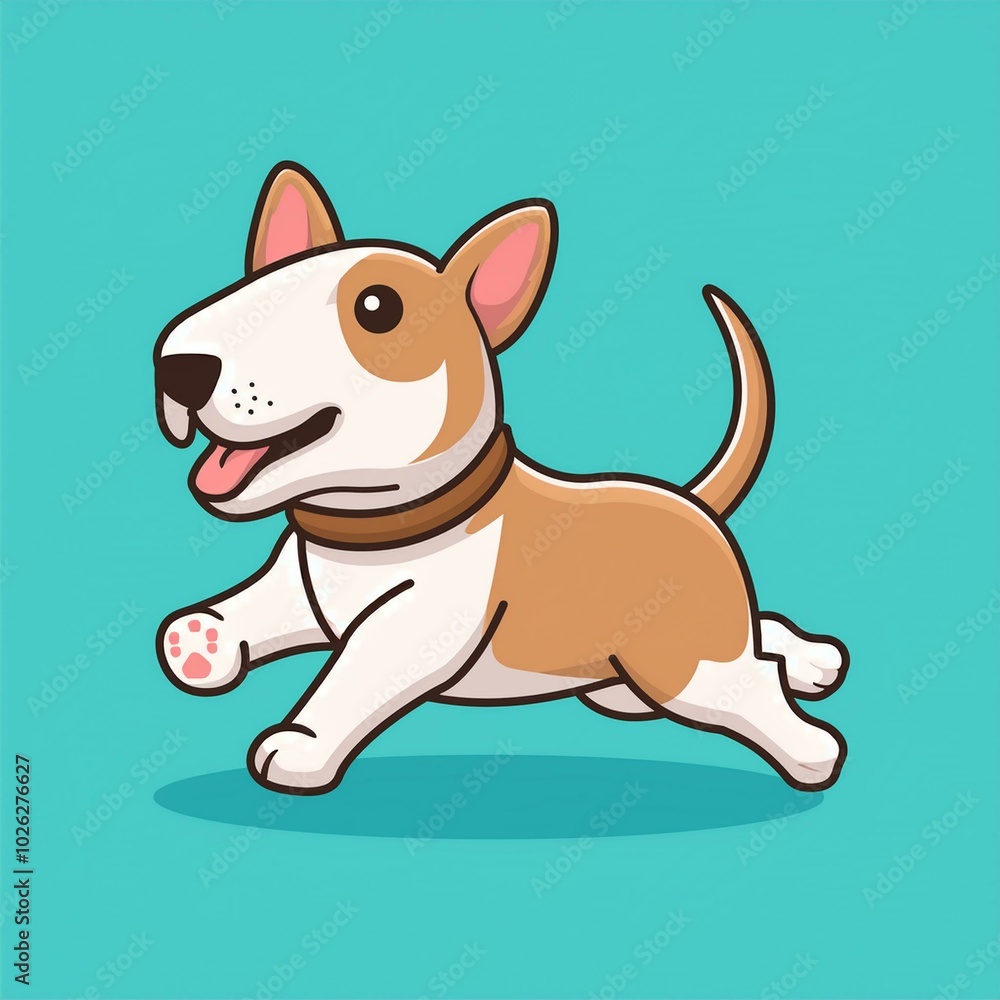 Cute bull terrier dog running Cartoon Vector Cute bull terrier dog running Cartoon Vector