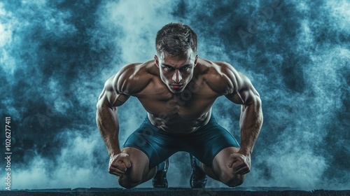 Conceptual image of a dedicated athlete training rigorously for a competition, illustrating commitment to their sport photo