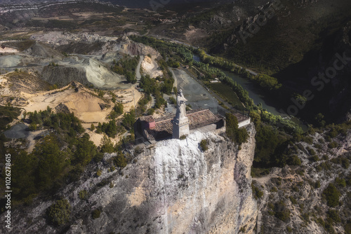 Aerial view to Hermitage of San Felices, Haro, La rioja, Spain