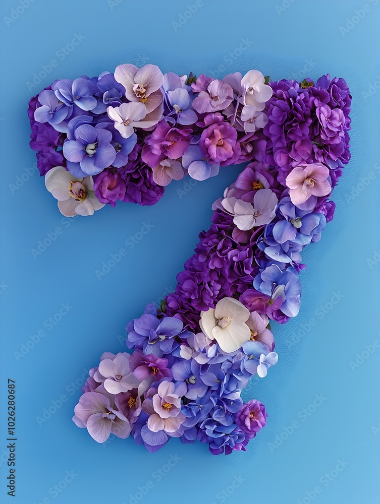 Stunning 3D Floral Number 7 Crafted from Radiant Orchids with Soft Contrasting Petals Stunning 3D Floral Number 7 Crafted from Radiant Orchids with Soft Contrasting Petals