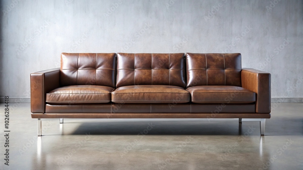 Fototapeta premium Modern brown sofa offering comfort and contemporary elegance