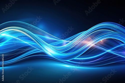 Abstract Blue Light Waves on Dark Background - Dynamic Digital Art for Visual Impact
