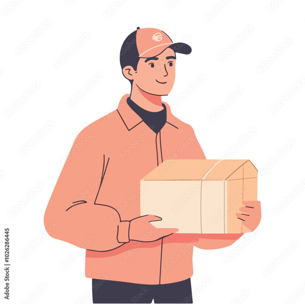 A delivery boy carrying a box vector illustrations on white background A delivery boy carrying a box vector illustrations on white background