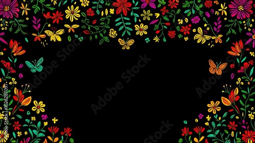 Hispanic Heritage Month wallpaper featuring dynamic floral motifs, full of vibrant colors that symbolize the spirit of celebration and heritage.