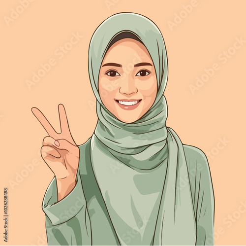 A Muslim girl in hijab illustration