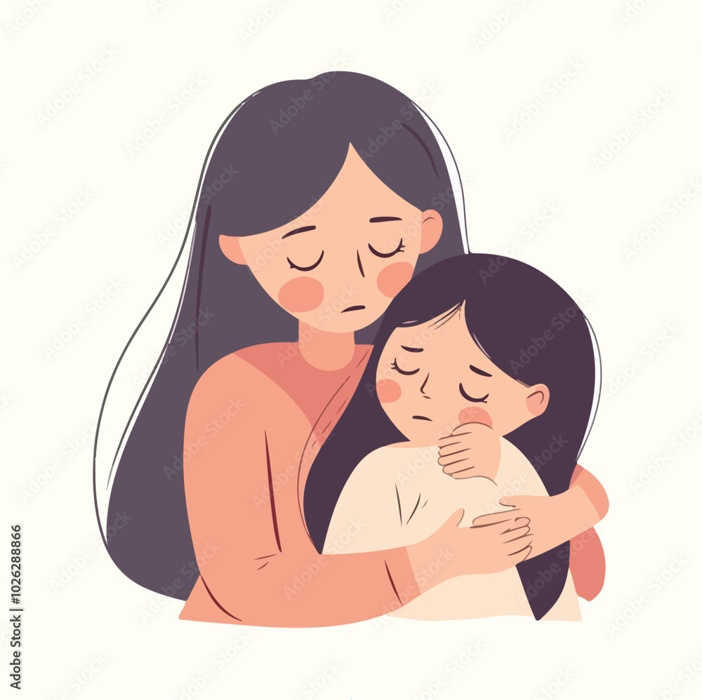 Mother and child love mothers day hand drawn flat stylish cartoon Flat illustration Mother and child love mothers day hand drawn flat stylish cartoon Flat illustration