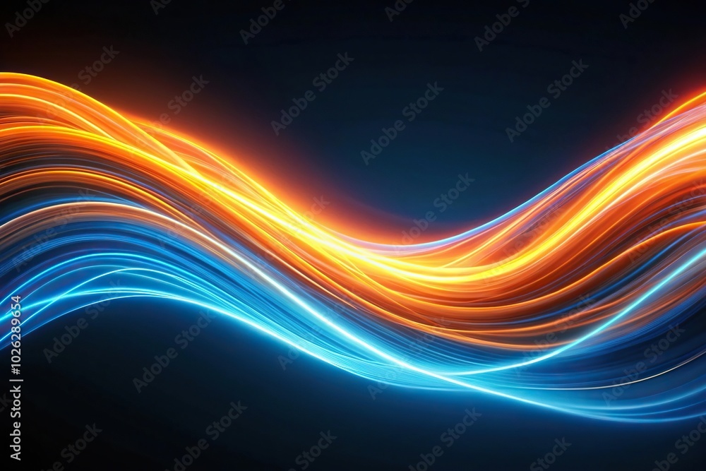 Fototapeta premium Colorful light wave with orange and blue streaks seen from above
