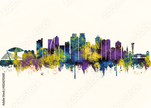 Curitiba City Skyline. Cityscape Skyscraper Buildings Landscape City Downtown Abstract Landmarks Travel Background Modern Art Architecture Business View Building Corporate photo