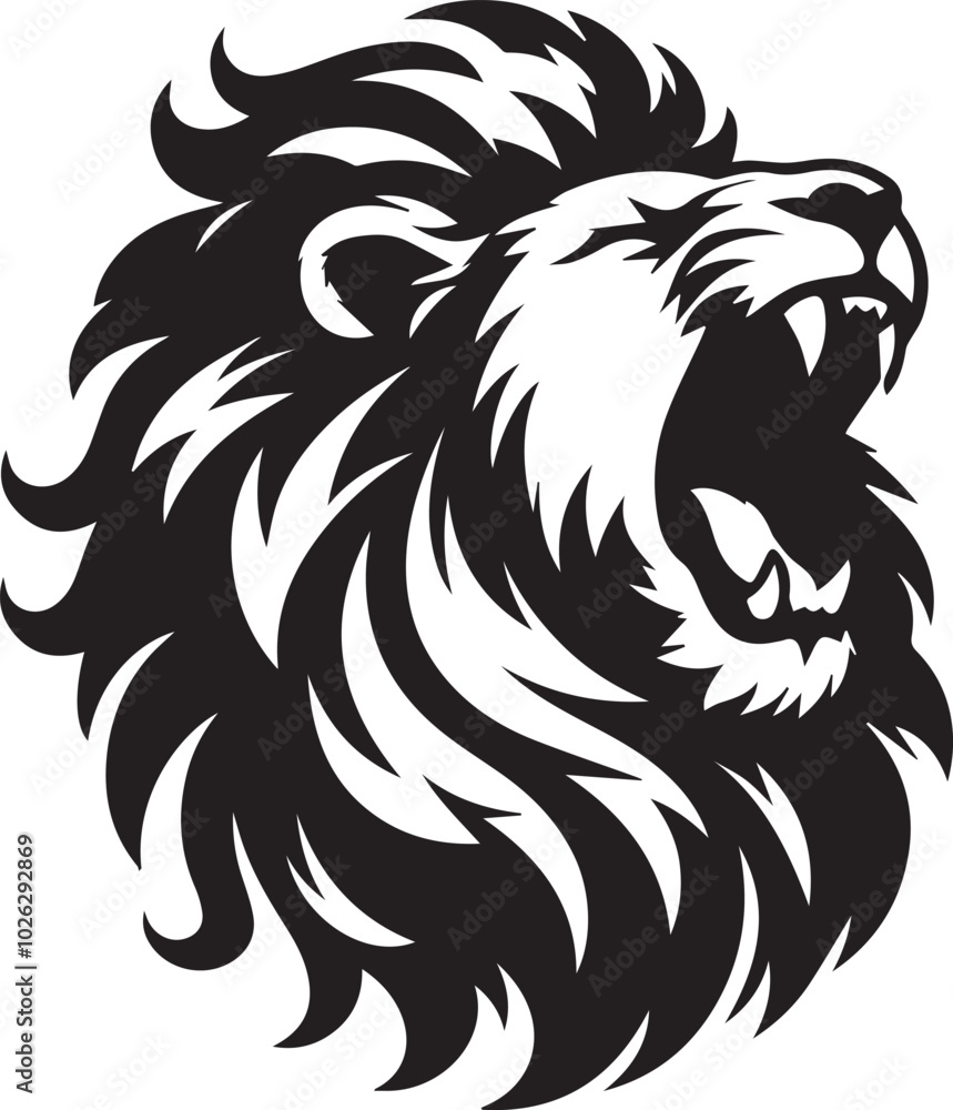 Lion roar silhouette black vector Lion roar silhouette black vector