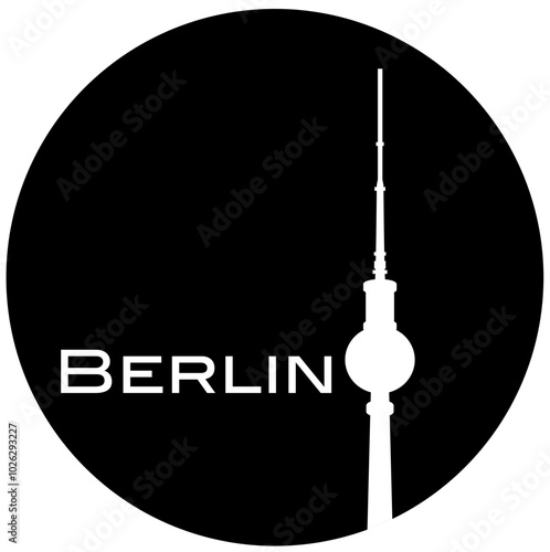 Round silhouette Berlin logo with TV tower