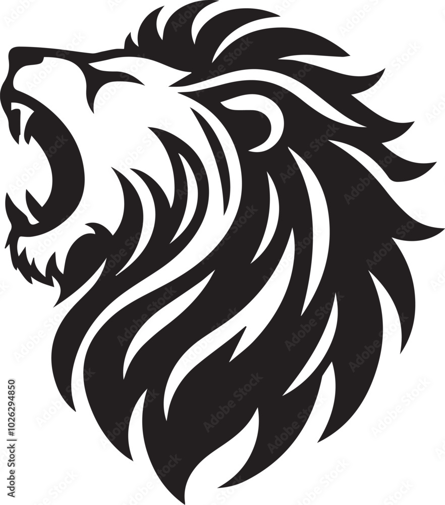 Fototapeta premium Lion roar silhouette black vector 